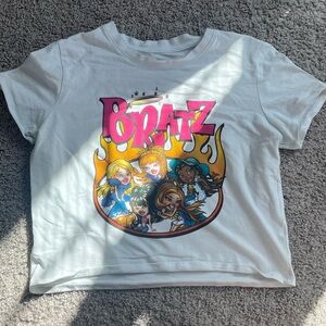 Fashion Nova White and Pink Crop Top with Graphic Design